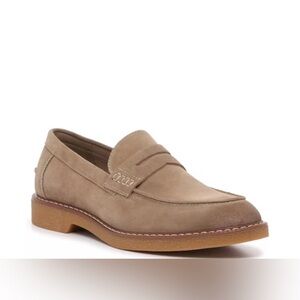Crown Vintage Tan Brown Suede Loafers Leather Lining Size 9M Mens Like New Shoes